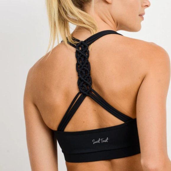 Mono B Other - MONO B Dragon Braid Straps Racerback Sports Bra PINK / BLACK SZ SMALL MED LARGE